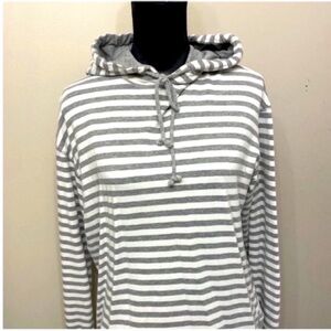 Vimmia Women’s Gray and White Striped Hoodie M